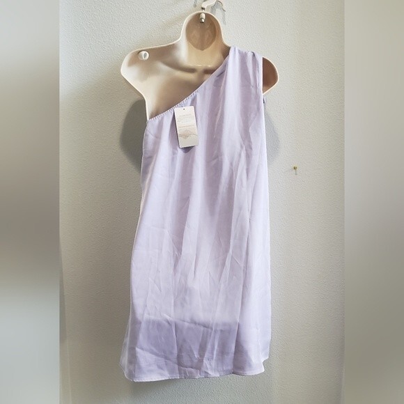 satin like mauve one shoulder mini dress size small NWT - Picture 2 of 4